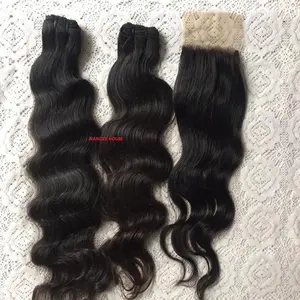 Raw Indian DIY Human Unprocessed Virgin Natural Soft for Genius Weft Bundle Loose Wave Style Afro/Curl Tape Cuticle Aligned DIY - Product Image 1