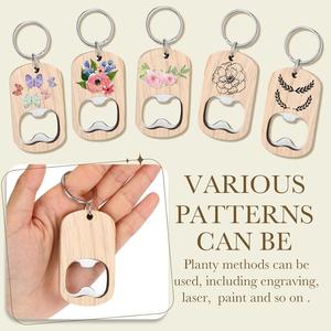 Wooden Keychain Bottle Opener Blanks Unfinished Engraving Bulk for Wedding Birthday Party Favors DIY Promotion Gift Supplies - Product Image 2