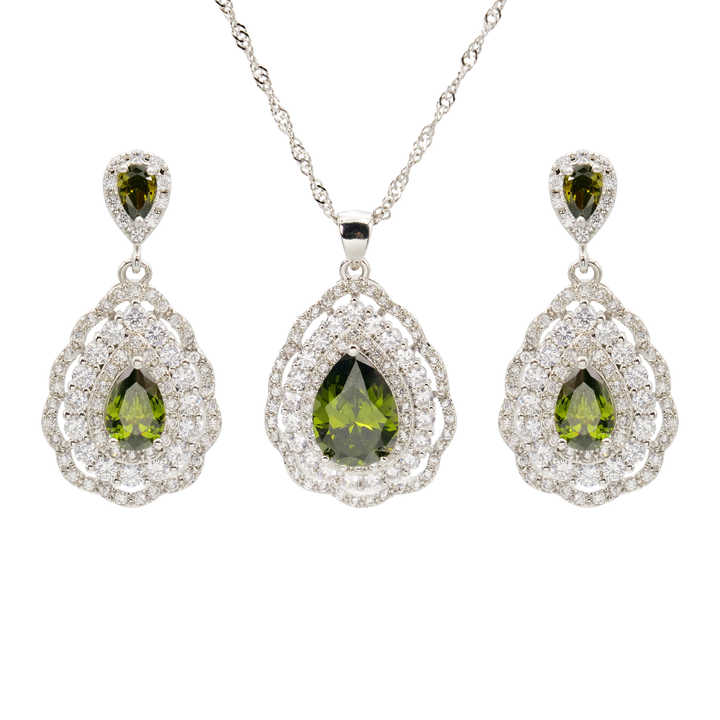 Touchstone Oval Design Fine Pendant Set For Women - Stainless Steel & Rhinestone Jewelry - View #4