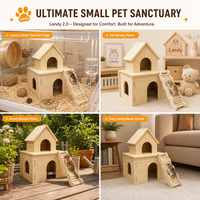 Maisonnette en bois amovible pour cochon d'Inde avec escalier, abri extérieur en bois massif pour hamster, accessoire de décoration pour petits animaux