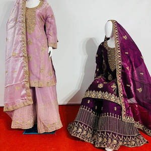 Jimy Chu ชุดเดรสลำลองดีไซน์ใหม่สุดพิเศษเคเคนพลาโซประดับเพชรจาร์สโตน dupatta 7ดีไซน์9สี