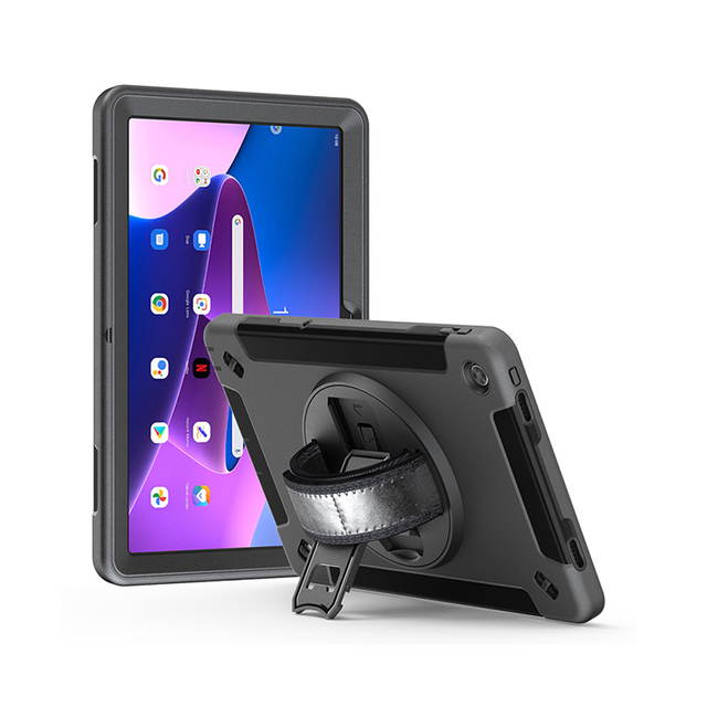 Kickstand Hand Strap Shockproof Anti Fall 360 Rotational TPU Tablet case for lenovo M10 Plus 10.6 2022 3rd Gen