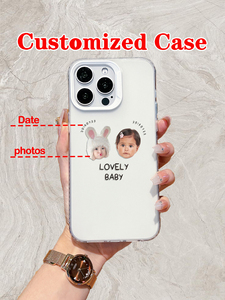 Coque de téléphone personnalisée pour jumeaux avec <span class=keywords><strong>photo</strong></span>, date et texte, 1 pièce, personnalisation transparente en TPU sans support, peinture UV pour modèles 11-17 - Product Image 3