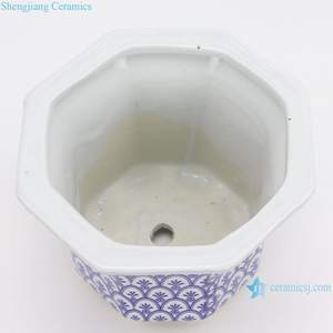 RZPR venta al por mayor macetas de cerámica azul y blanca con diseño geométrico 3 pcs/Set macetas pequeñas - Product Image 4