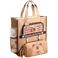 Sac de Tutorat Capybara Cartoon, Sac Fourre-tout pour Livres, Porte-documents, Sac d'École, Sac d'Art avec Fermeture Éclair