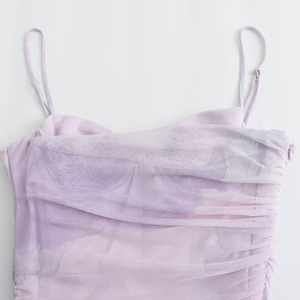 Robe <span class=keywords><strong>Midi</strong></span> en Maille Élégante Lavande Ajustée avec Bretelles Violettes pour Femme – Fabrication Personnalisée - Product Image 3