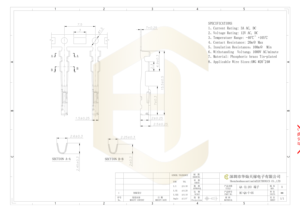 Bornes à sertir en laiton HC-QA-T, pas <span class=keywords><strong>de</strong></span> 2,2 mm, connecteur BMS pour câble PCB, <span class=keywords><strong>borne</strong></span> <span class=keywords><strong>de</strong></span> connexion fil-circuit TE 2005097-1 - Product Image 2