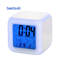 Jam Alarm Proyeksi Digital Radio LED 7 Warna Berubah Plastik untuk Kembali ke Sekolah LEDW-7C