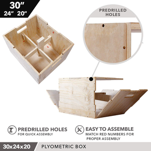 Cajas Pliométricas de Madera 3 en 1 para Entrenamiento de Salto, Resistentes, Antideslizantes, para Gimnasio en Casa - Product Image 5