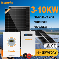 Système solaire hors réseau Sunroko 3000W 5Kw 6Kw 8Kw 10Kw 10Kva Système solaire hybride tout-en-un