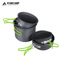 STARCAMP Batterie de cuisine d'extérieur en aluminium pour 2-3 personnes 4 en 1 Kit de pique-nique et de camping avec pot et poêle