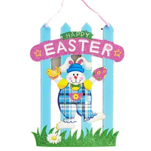 Happy Easter Craft Bunny Foam Hanging Sign Farmhouse Wall Decoration for Home Door or Party 2024 Easter Welcome Sign