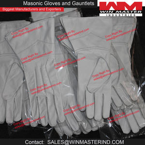 Guantes WinMaster Winter Masonic Regalia White Genuine Leather - Product Image 3