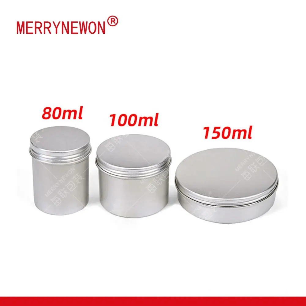 Nicron — ensemble de pots à bougie avec couvercle à vis, conteneurs métalliques en aluminium et en étain, pour bonbons, 80g, 100g, 150g et 150ml
