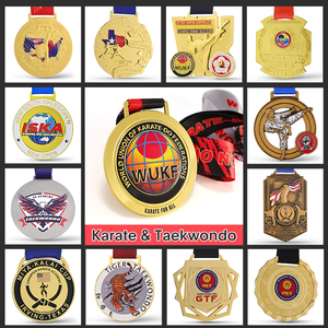 เหรียญรางวัลการแข่งขันเทควันโดแบบนูนสูง ผลิตจากโรงงานขายส่ง ลวดลายประณีต ตกแต่งแบบโบราณ ผลิตจากโลหะผสมสังกะสี - Product Image 2