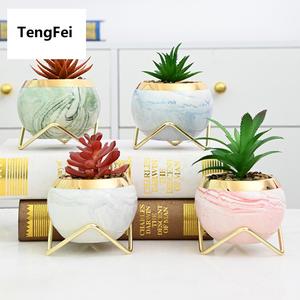 Pot <span class=keywords><strong>de</strong></span> fleurs sphérique en céramique <span class=keywords><strong>de</strong></span> style nordique moderne, émaillé, pour plantes succulentes, avec technique d'impression par transfert d'eau sur fer - Product Image 1
