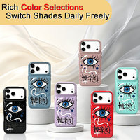 Coque de téléphone brillante style doudoune en PU avec motif œil graffiti, antichoc et protectrice, compatible avec iPhone 15-17 Pro