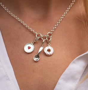 Breloque <span class=keywords><strong>Jammie</strong></span> Dodger en argent S925 plaqué or, émail rouge, pendentif biscuit, style vintage, pour l'heure du thé, à clipser, pour bracelets de bijoux pour enfants - Product Image 6