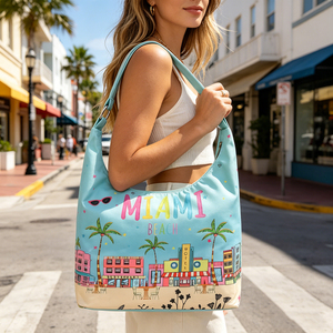 Sac à bandoulière esthétique Y2K avec impression personnalisée de ville et poche zippée pour la plage et les festivals d'été - Product Image 4