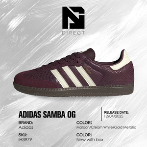 อาดิดาส วีเอ็มเอ็นเอส แซมบา โอจี'มารูน ครีม ไวท์ โกลด์' รองเท้าสไตล์วอล์คกิ้งสำหรับผู้หญิง รองเท้าผ้าใบสำหรับใส่ทุกวัน - Product Image 6