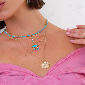 สร้อยคอจี้อัญมณี925เงินสเตอร์ลิง14k ประดับคริสตัลอัญมณีเทอร์ควอยซ์ - Product Image 4