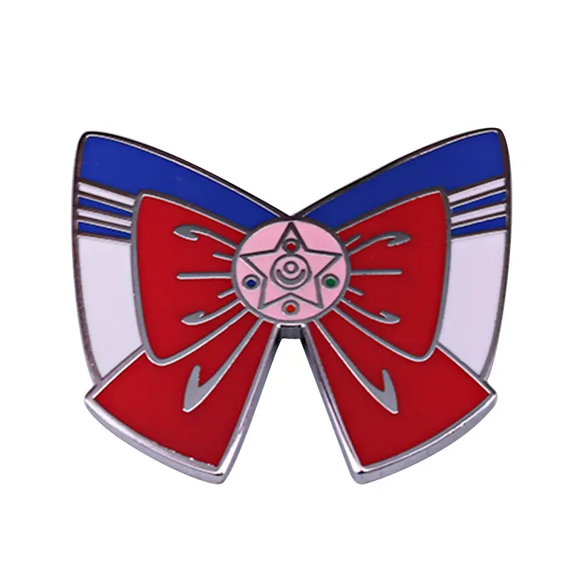 Alta calidad Anime Sailor Mercury bowknot arco Cloisonne aleación pulida broches alfileres artesanías de Metal