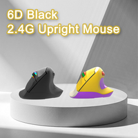 Mouse Gaming USB Vertikal Kuning yang Dapat Disesuaikan, 3 Tingkat DPI, Ergonomis, Dapat Diisi Ulang, Nirkabel 2.4G untuk Laptop