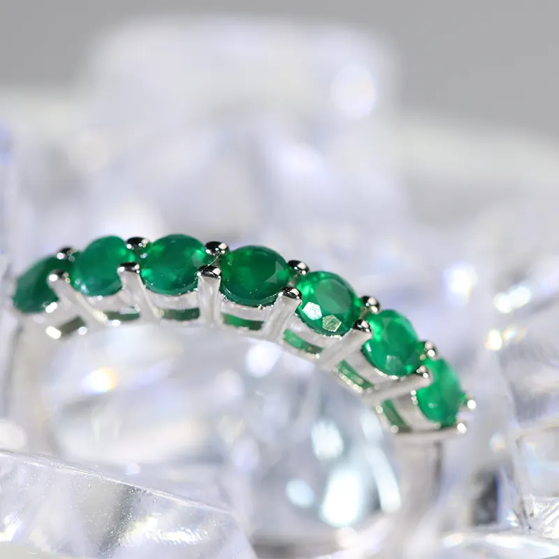 Vendita calda di alta qualità verde agata anello gioielli stile moda pietra preziosa naturale che fa gioielli festa di nozze