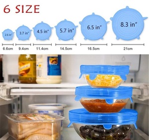 M0303 6 PCS/SET Couvercles extensibles en silicone <span class=keywords><strong>Couvercle</strong></span> universel en silicone pour emballage alimentaire, bol, casserole en silicone, cône de cuisson Cg Accessoires de cuisine - Product Image 3
