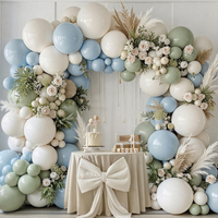 Kit de guirlande d'arche de ballons en latex bleu poussière et vert sauge, 152 pièces/ensemble, pour fêtes de Pâques, avec avertissement de risque d'étouffement