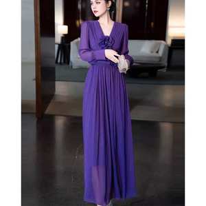 Butik toptan <span class=keywords><strong>2025</strong></span> bahar yeni moda kadın Cinched bel zayıflama pileli çiçek zemin-uzunluk puf 2XL gün tatil için - Product Image 2