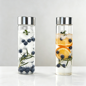 Bouteille d'eau en verre borosilicate avec manchon de protection en silicone, couvercle anti-fuite en acier inoxydable, bouteille de sport réutilisable - Product Image 3