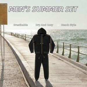 Men's <b>Black</b> <b>Velvet</b> Tracksuit Two Piece Jogger Set Zip Up Hoodie Elastic Waist Pants Casual Streetwear - Product Image 4