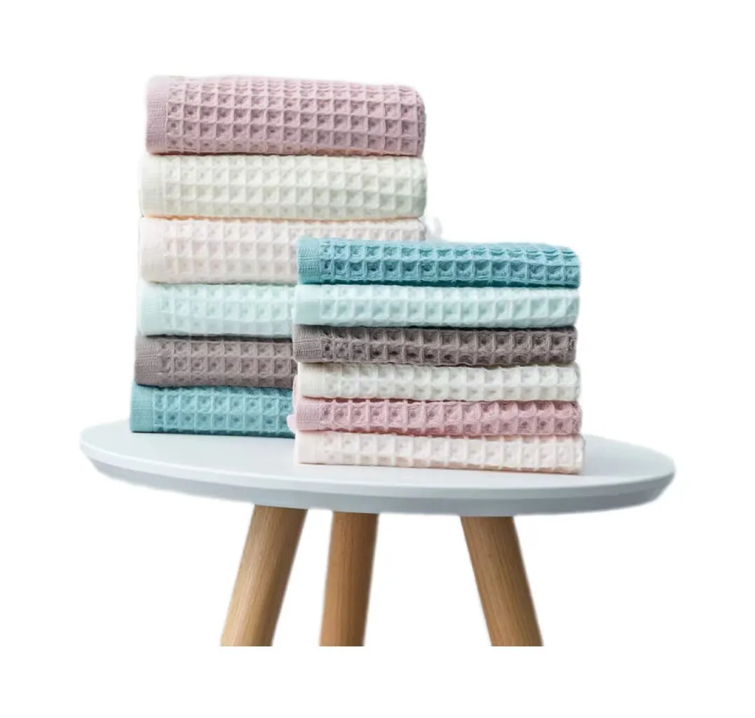 Cao cấp thiết kế 100% cotton dài STAPLE Breathable Waffle dệt mặt tay trà khăn vải vải khăn