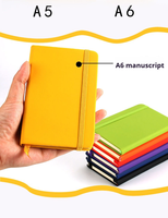 Carnet A5 A6 économique avec sangle, couverture rigide en cuir PU, reliure cousue, avec porte-stylo