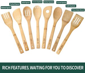<span class=keywords><strong>Kit</strong></span> d'ustensiles de cuisine en bambou, ensemble de couverts naturels, 8 pièces - Product Image 3
