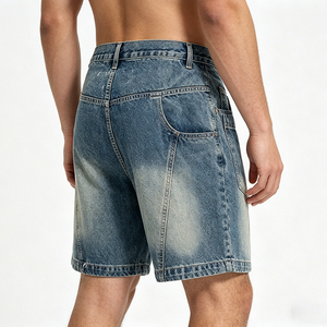 Shorts de mezclilla vintage personalizados de talla grande con bolsillos curvos, pierna ancha holgada, cintura media, estilo informal, vaqueros cortos holgados - Product Image 5