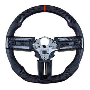 Volante Deportivo de Fibra de Carbono Real para <span class=keywords><strong>Ford</strong></span> <span class=keywords><strong>Mustang</strong></span> GT 2005 2006 <span class=keywords><strong>2007</strong></span> 2008 2009, Cuero Perforado de Alta Calidad, Estilo Personalizado - Product Image 1
