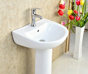 Lavabo quadrato moderno in ceramica <span class=keywords><strong>con</strong></span> <span class=keywords><strong>colonna</strong></span>, lavabo a <span class=keywords><strong>colonna</strong></span> per hotel e ospedali, <span class=keywords><strong>con</strong></span> foro singolo per uso lavanderia - Product Image 2