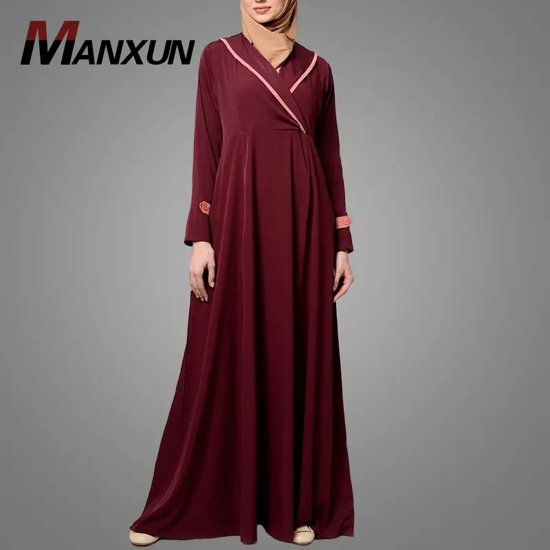 Manxun Beliebte Wickel um überlagerte ausgestellte Kleid Dubai Abaya Kaftan Muslim Marok kanis che Jalabia Islamische Kleidung