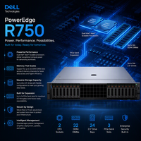 سعر الجملة لخادم PowerEdge R750 2U قابل للتركيب على الرف مع معالجين Xeon من الجيل الثالث بسرعة 3.4 جيجاهرتز و32 ذاكرة DIMM، متوفر في المخزون وجاهز للشحن