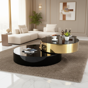 <span class=keywords><strong>Table</strong></span> <span class=keywords><strong>basse</strong></span> <span class=keywords><strong>ronde</strong></span> minimaliste moderne avec plateau en verre trempé <span class=keywords><strong>et</strong></span> pieds en acier inoxydable <span class=keywords><strong>noir</strong></span> <span class=keywords><strong>et</strong></span> <span class=keywords><strong>or</strong></span> pour le mobilier de salon - Product Image 6