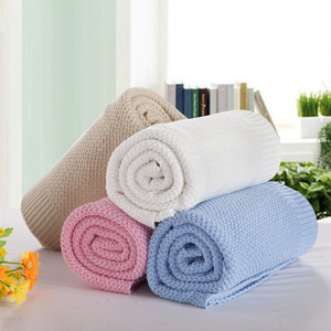 Plaid en coton tricoté doux et lisse <span class=keywords><strong>GHT</strong></span> pour lit, canapé, adultes et enfants - Product Image 1