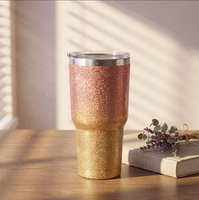 Gobelet isotherme en acier inoxydable à double paroi de 30 oz, personnalisé, avec motif diamant, pour café, scintillant, pour le voyage, vente en gros