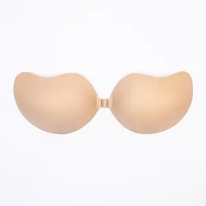 Push Up Adhesive Sticky Strapless Gathering Sexy Mango Thick Cups Invisible Silicone Bra For Backless Dress