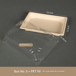 Food Grade Biodegradable Takeaway Bento Box Japanese Bagasse Rectangular Sushi Tray With Lid - Product Image 5