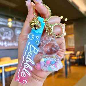 Creative Oil <b>Bubble</b> Bead Unicorn Quicksand Bottle Keychain Cartoon <b>Floating</b> Liquid Key Chain - Product Image 2
