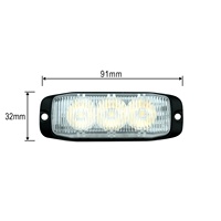 Feux stroboscopiques à 3 LED ambre et bleus pour montage sur calandre, 12V DC, feux d'avertissement d'urgence pour voitures, camions et véhicules