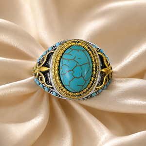 Anello Bicolore con Fiori Intagliati, Anello Unisex Vintage, Accessorio per Dito in Stile Retrò - Product Image 5