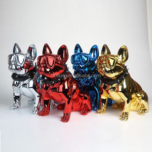 Home <strong>Decoration</strong> Plated French Bulldog Resin Animal Figurine Abstract French Bulldog Fiberglass Sculpture - Product Image 1